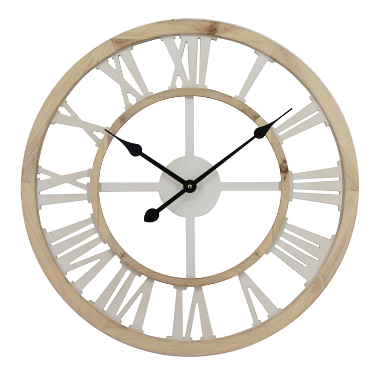 Wholesale Custom Wooden Frame Wall Clock Roman Numerals