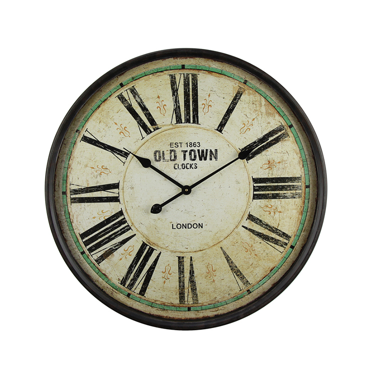 Factory Outlet Wholesale Vintage Custom Logo Glass Surface Rust Colored Classic Wall Clock