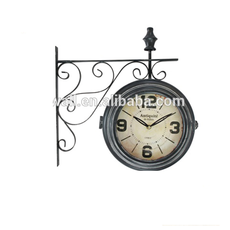 Souvenir Shabby Chic Double Sides Iron Wall Clock For Home Improvement