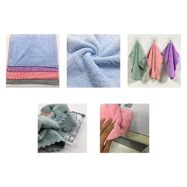 Microfiber Coral Velvet Very Absorbent Kitchen Dish and Cup Cloths (9) أقمشة المطبخ والأكواب المصنوعة من الألياف الدقيقة المرجانية شديدة الامتصاص (9)