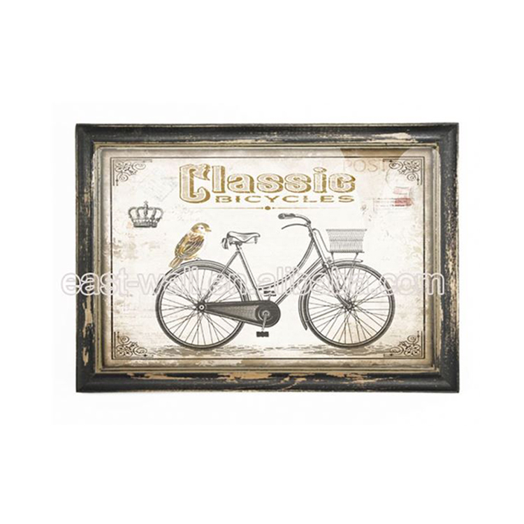 Hot-Stamping Rustic Craft Wood Frame Sublimation Art Sign Bicycle Wall Plaque
