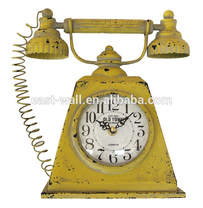 Phone Design Retro Vintage Yellow Decorative Table Clocks