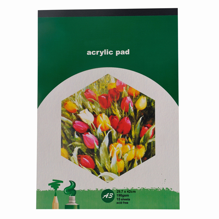 Acrylic Pad 190gsm 15 Sheets Tape Bound A3 A4