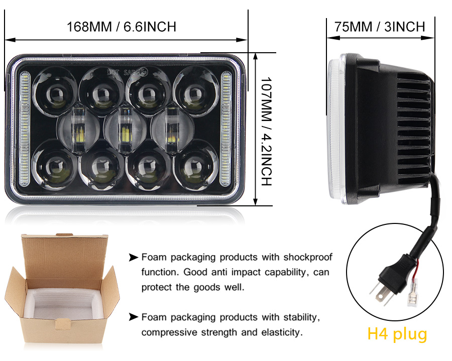 led headlight 1002WM size