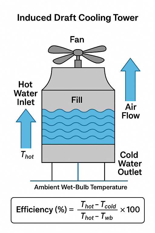 Efficiency of Induced Draft Cooling Tower Účinnost chladicí věže s indukovaným tahem