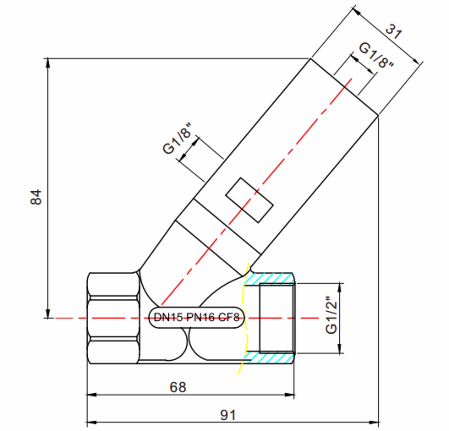 HK17 Spring return double acting pneumatic angle seat valve Parameters Parameter des doppeltwirkenden pneumatischen Schrägsitzventils HK17 mit Federrückstellung
