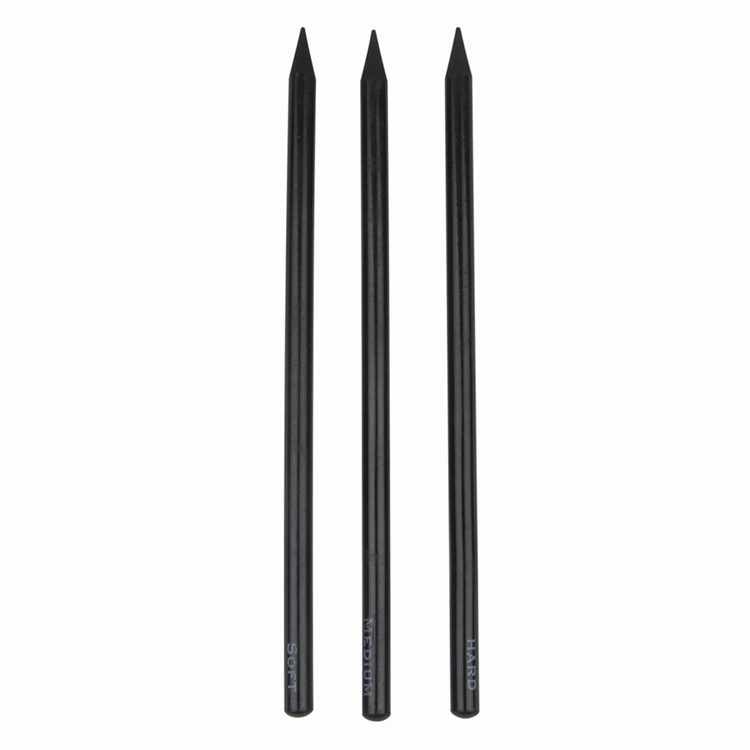 3pcs Woodless Charcoal Pencil Length 7" Dia. 0.7cm