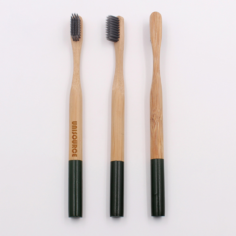 Cepillo de dientes de bambú con mango redondo