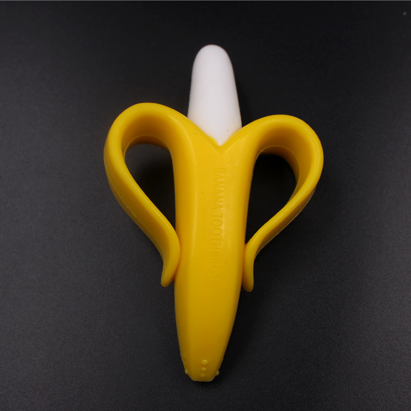 Brosse à dents en silicone de forme banane pour enfants