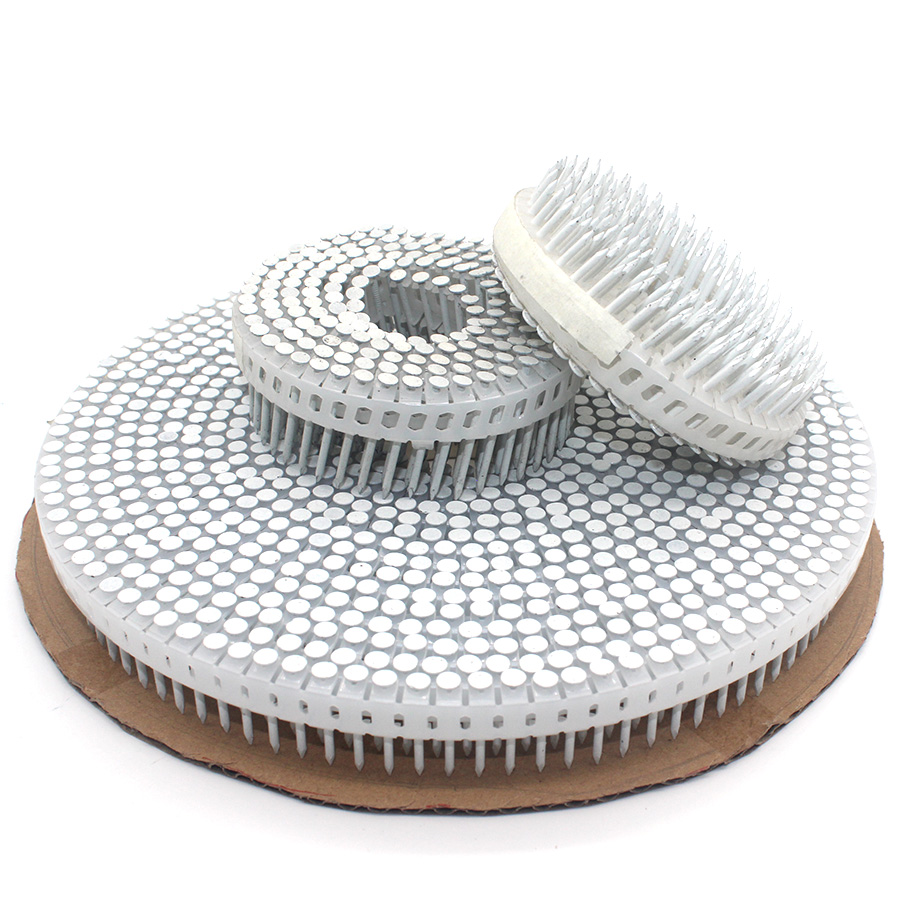 15 Degree Plastic Coil Nails Smooth Shank 1.83x32mm 15 ডিগ্রী প্লাস্টিক কয়েল পেরেক মসৃণ শ্যাঙ্ক 1.83x32 মিমি সাইডিং ডেকিং এবং শীথিংয়ের জন্য