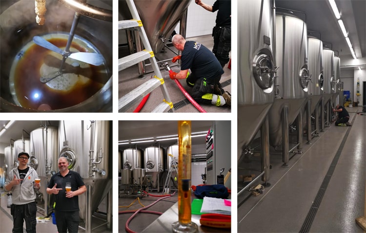 Install equipment in Sweden for 2000L beer brewery system