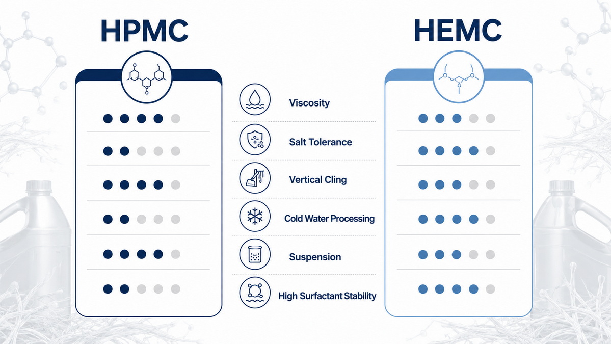 HPMC HEMC Performance Comparison Chart Shaxda Isbarbardhigga Waxqabadka HPMC HEMC