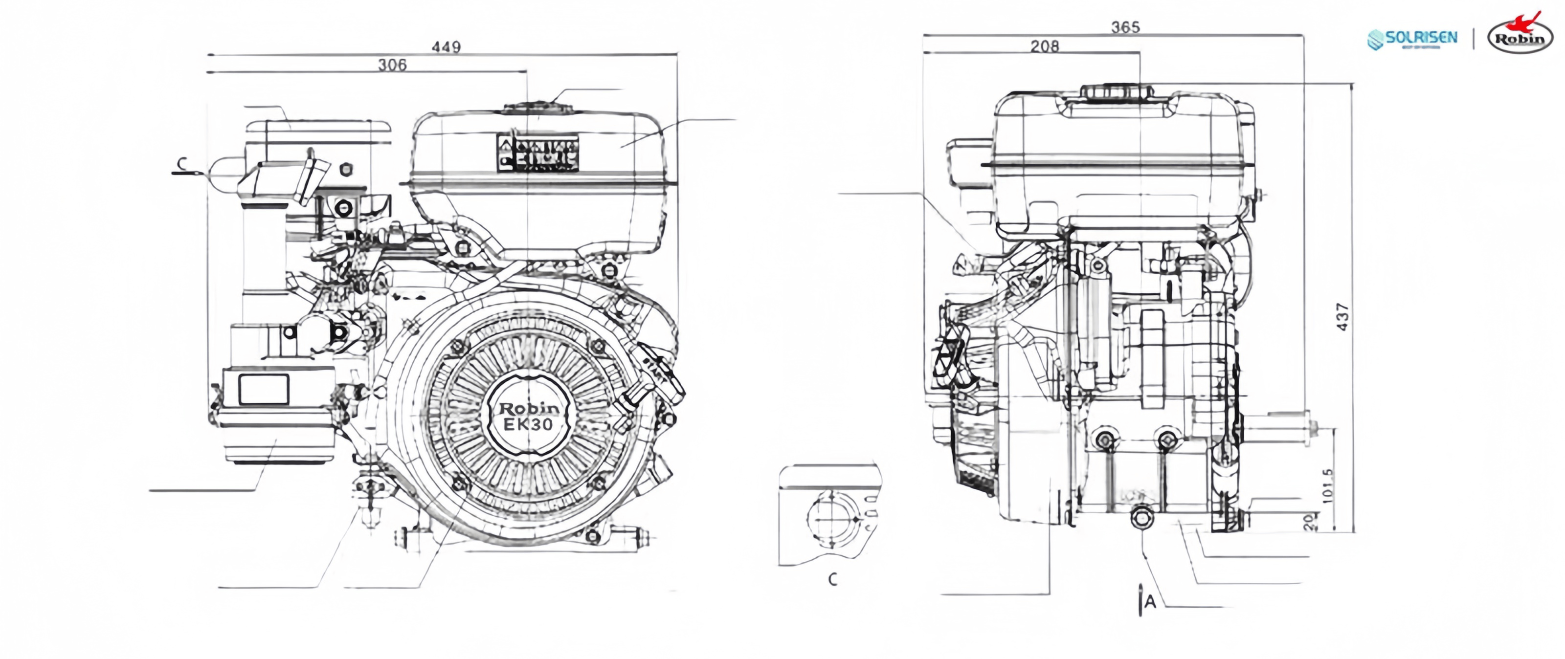 295cc Robin Engine for Sale size 295cc Robin Motor till salu storlek