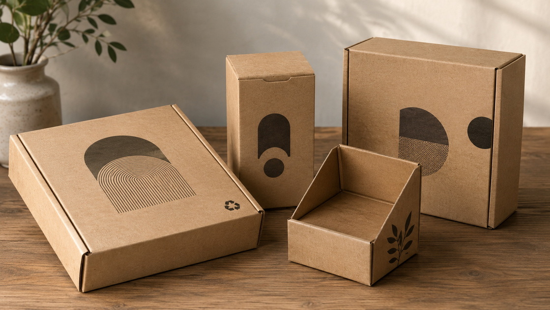 Kraft Package Boxes Showcase Taispeántas Boscaí Pacáiste Kraft