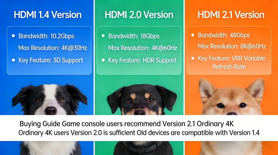 HDMI 2.1 version vs 2.0 version vs 1.4 version Sammenligning og købsvejledning(1)