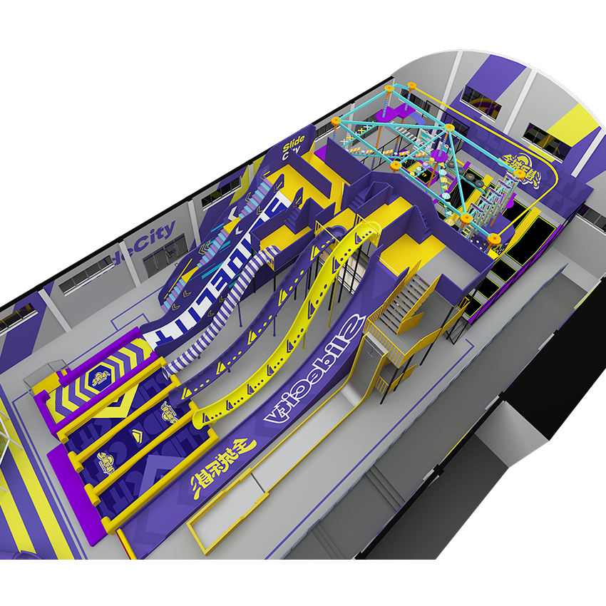 parque de atracciones con tobog&aacute;n interior para ni&ntilde;os