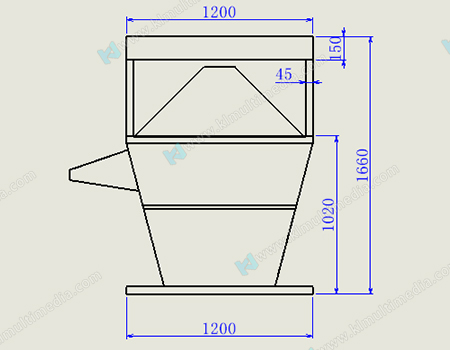 هرم ثلاثي الأبعاد بطول 1.2 متر