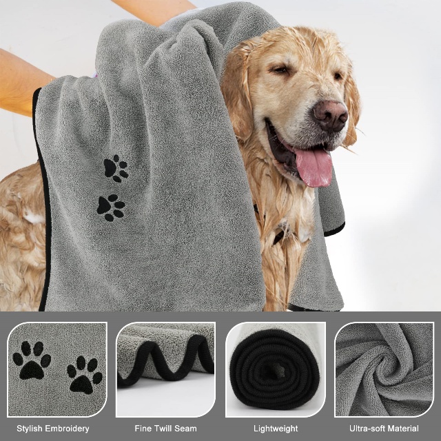 ペットの犬や猫用マイクロファイバー サンゴフリース ドライタオル (7)