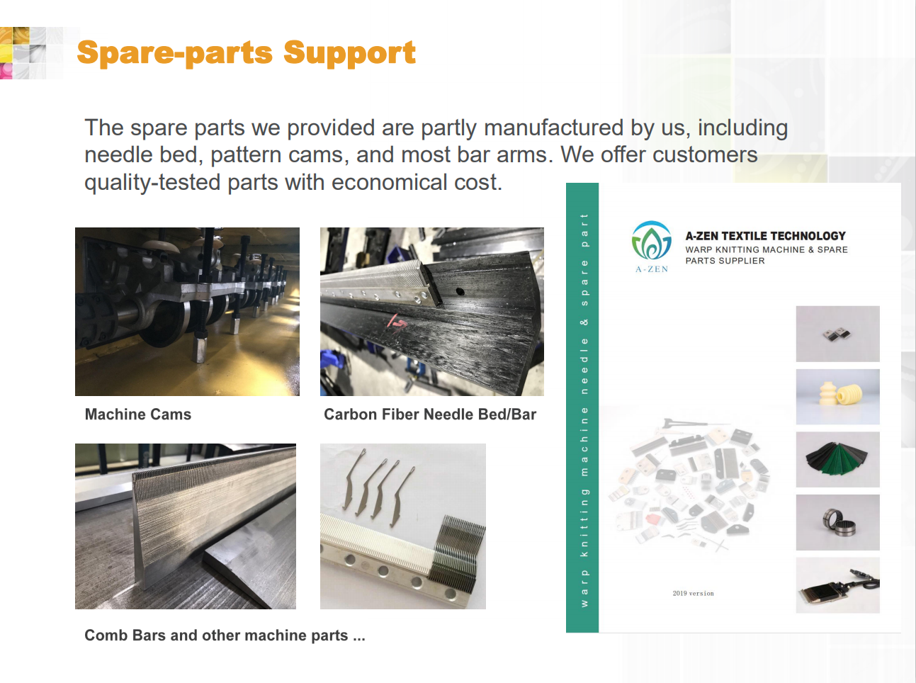 워프 뜨개질 예비 부품 제조 업체