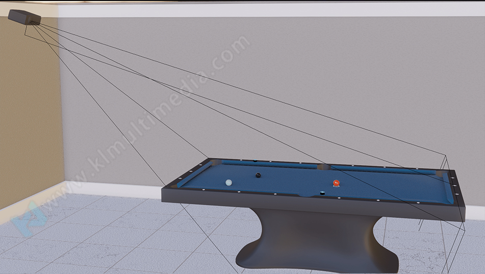 إعداد جهاز عرض البلياردو