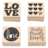 4pcs Wooden Handle Rubber Stamp Set Love