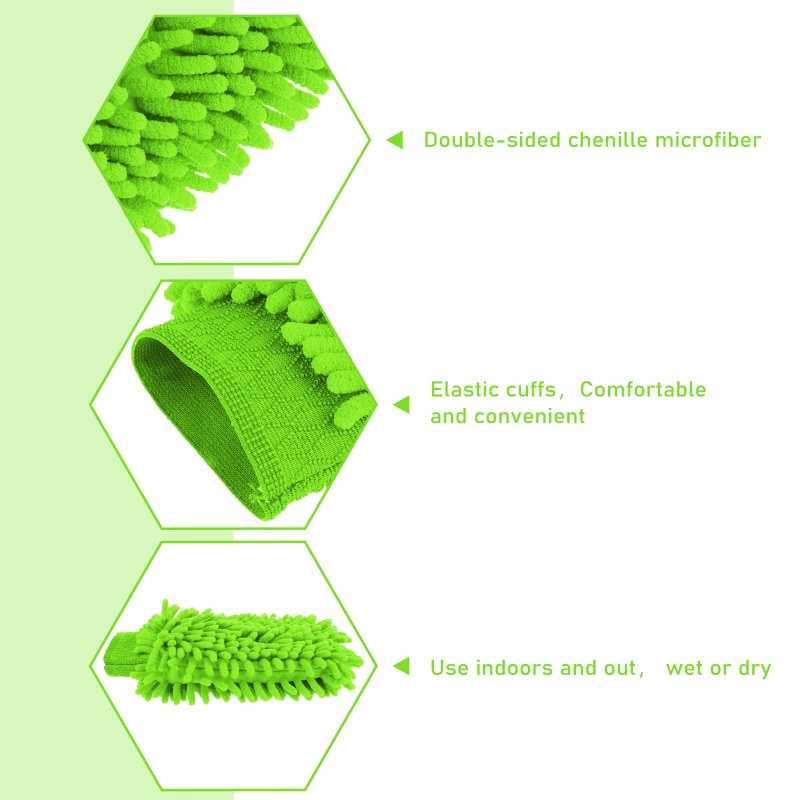 Gant de lavage de voiture en microfibre chenille