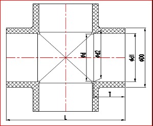 PVC 4cestn&yacute; T-kř&iacute;ž PN16 pro tvarovky potrub&iacute; 1