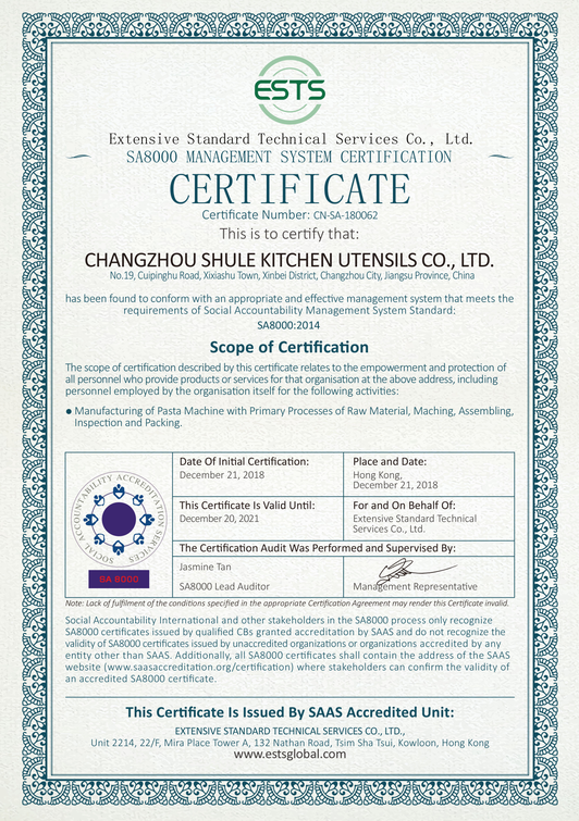 Our company has passed the re-review of SA8000.