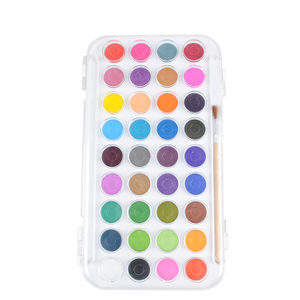 36 Color Watercolor Artist Paint Set with Plastic Palette Lid Case and Paintbrush - Watersoluable Cakes