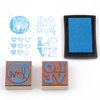 4pcs Wooden Handle Rubber Stamp Set Love