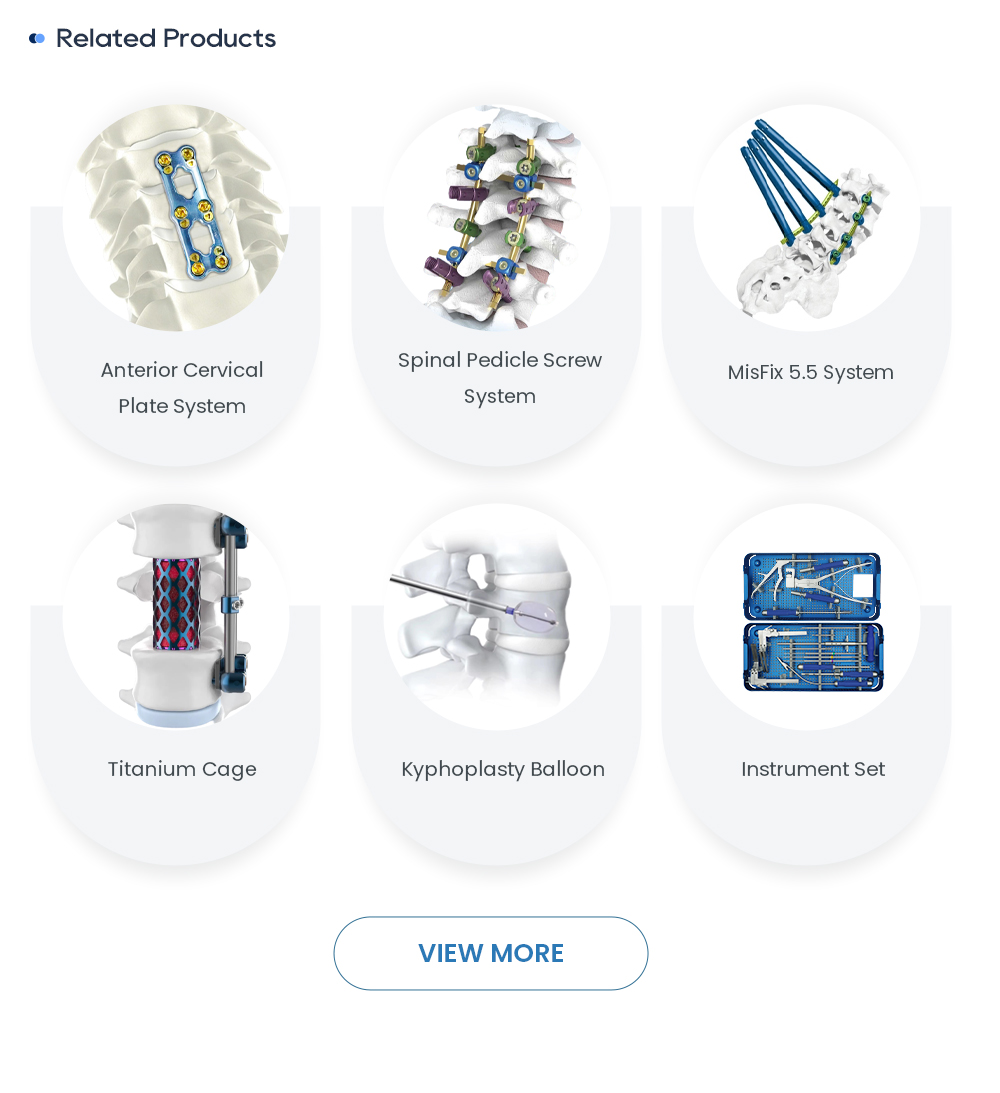 Sorodni ortopedski hrbtenični vsadki: vijačni sistem pedicle, kletke iz titana in balon za kifoplastiko