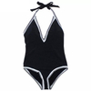 Ventilabis sursum nigrum et album una pars swimsuit