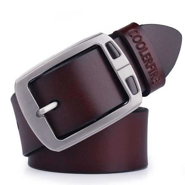 Men's leather pin buckle belt