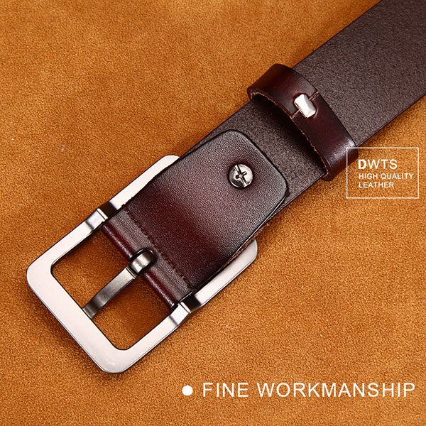Men's leather pin buckle belt