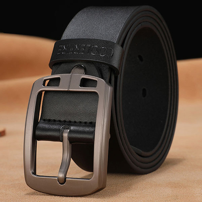 Men's leather pin buckle belt
