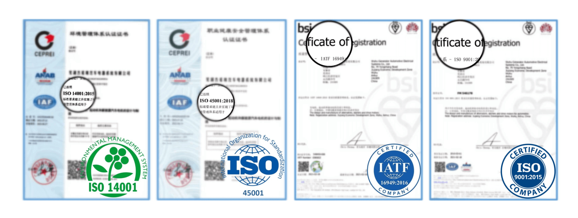 Produttore di bobine di accensione certificato ISO 9001, ISO 14001, ISO 45001, IATF 16949 per fornitura OEM e aftermarket