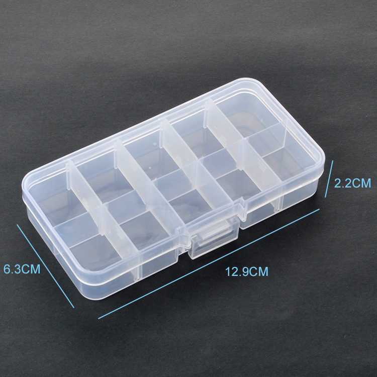10 Grid Plastic Organizer Box 12.9x6.3x2.2cm