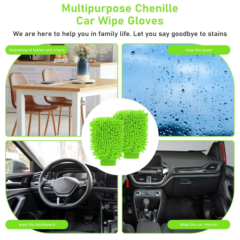 Gant de lavage de voiture en microfibre chenille