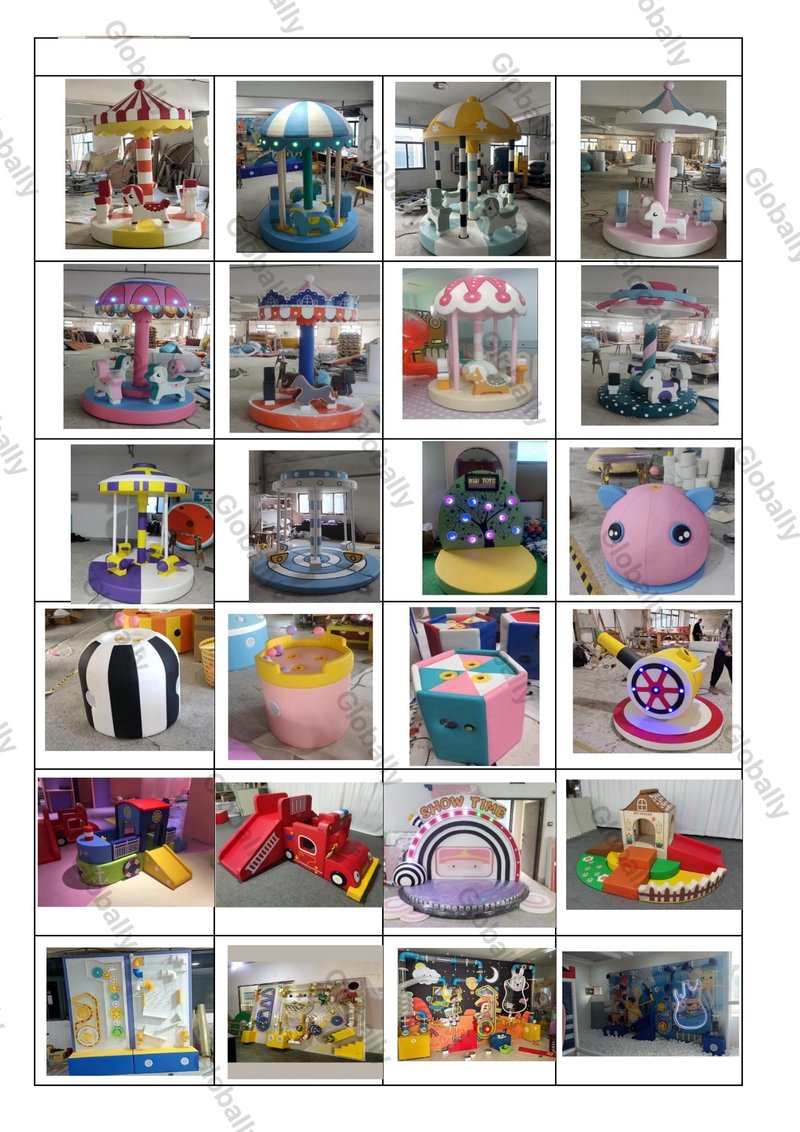 Th&egrave;me animal Merry Go Round Toy Soft Indoor Rotating Ride