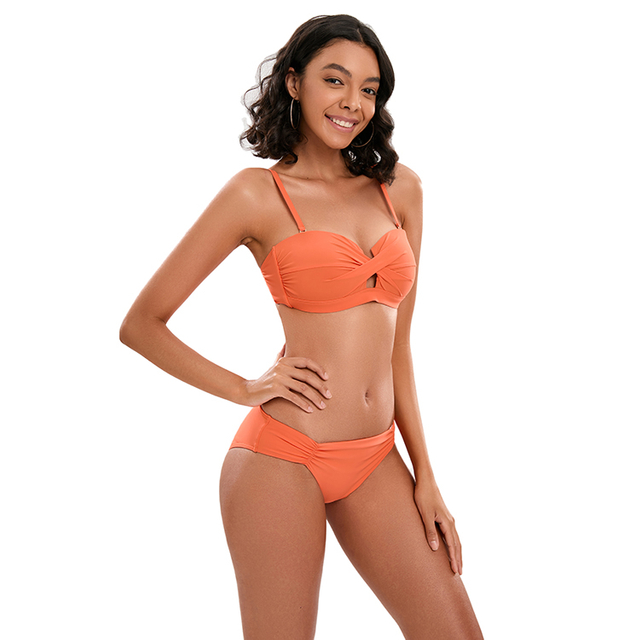 Draped bandeau bikini set
