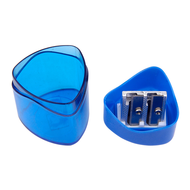 Double Hole Pencil Sharpener with Tirangular Plastic Barrel