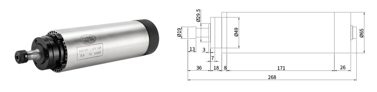 Moteur de broche refroidi par l'air