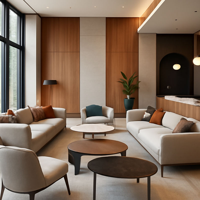 Moderne Hotellobby mit luxuri&ouml;sen Objektm&ouml;beln