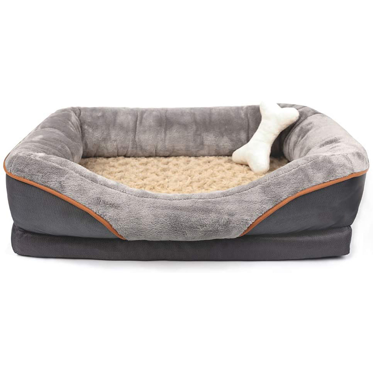 New Design Comfortable PV Plush Orthopedic Memory Foam Dog Bed with Waterproof Inner