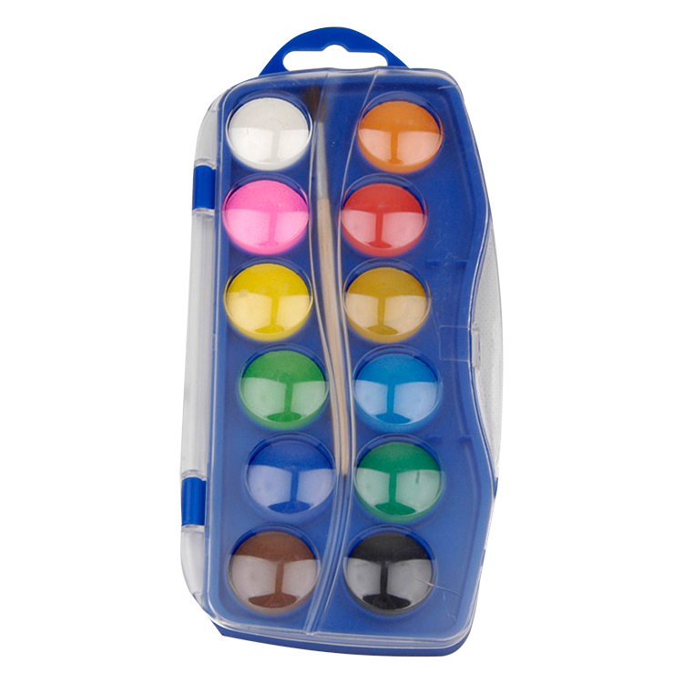 12pcs Solid Watercolour And 1pc Brush Set Dia. 2.5cm 20.4x9.3x1.4cm