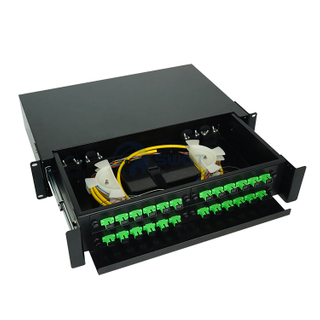  Black 2U 24 port 19 Inch rack mount slide patch panel ODF