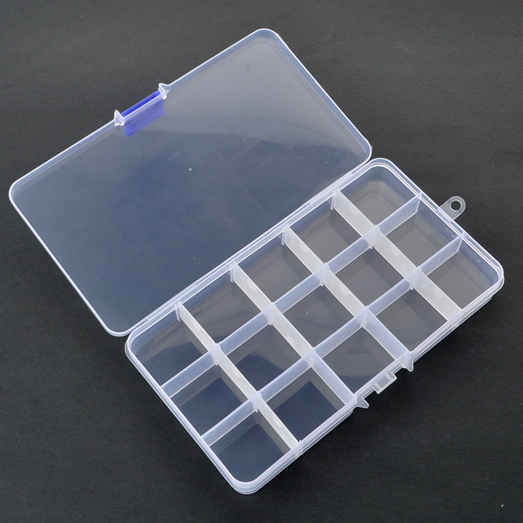 15 Grid Plastic Organizer Box 17.3x9.8x2.3cm