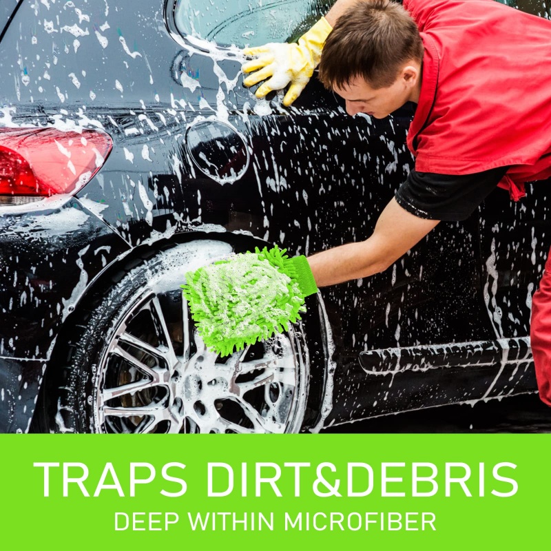 Gant de lavage de voiture en microfibre chenille