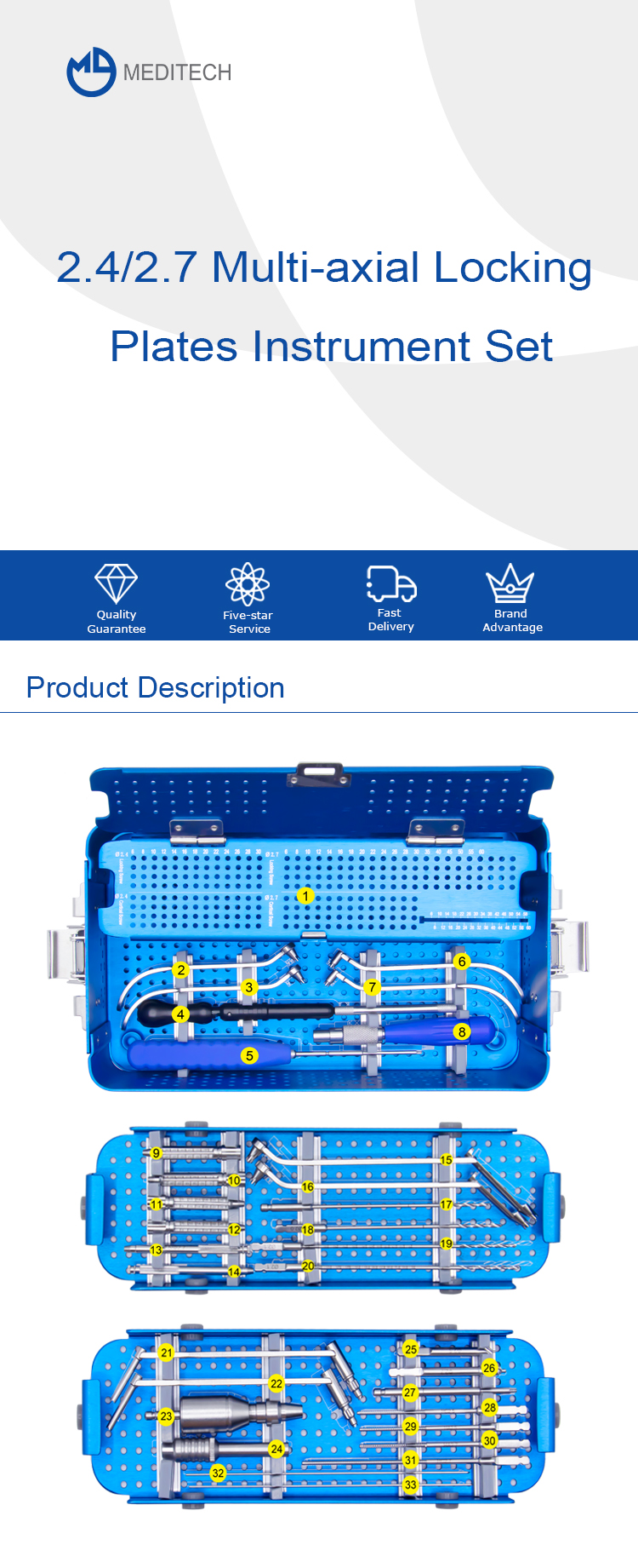 2.4/2.7 Multi-axial locking plate instrumento set