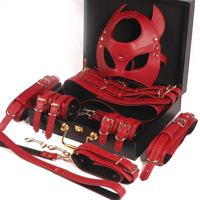 Ensemble de 35 jouets sexuels pour bondage sexuel BDSM, jouets sexuels SM, jouets pour adultes, jeux, manchettes, gag, bandeau, pagaie de fess&eacute;e, lit f&eacute;tichiste s&ucirc;r
